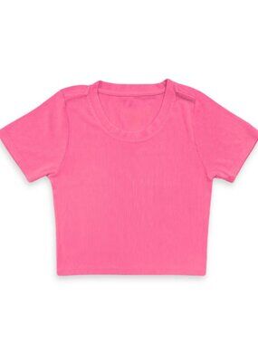 Michael Stars Cropped Slim Fit Tee Hot Pink One Size